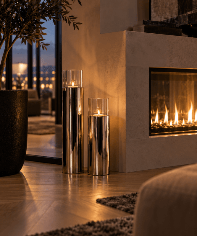 sylinder rustfritt stål / glass Liten 