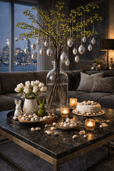 Sølv egg heng liten 12 stk