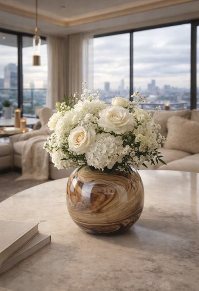 CARMEN Vase rund D17,5 H15 cm brown