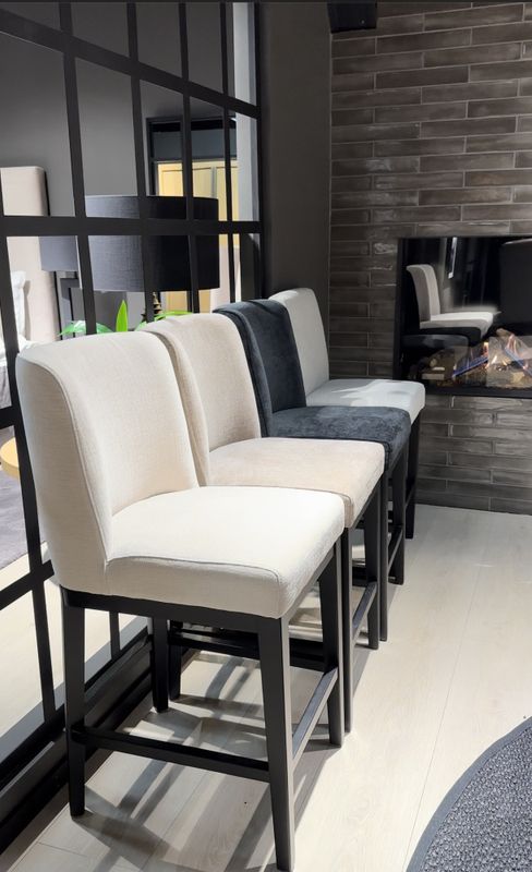 Barstol York sorte ben Chenille Ivory