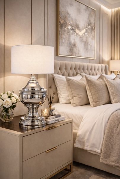 Bordlampe Spring Hill m/hvit skjerm