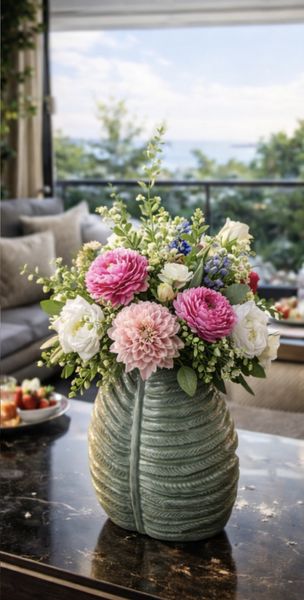 Vase keramikk grønn 18x8x23cm