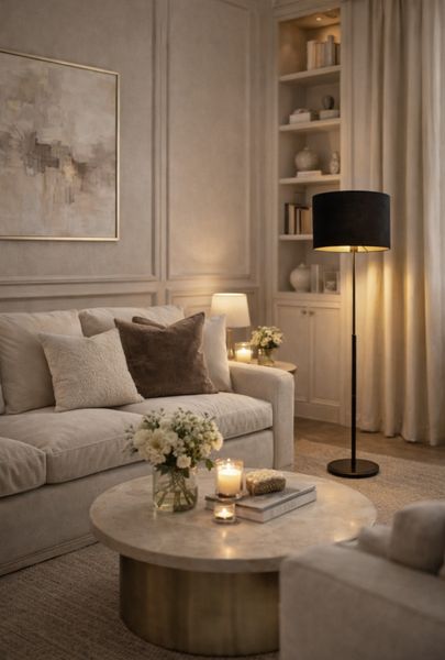 Sicilia gulvlampe med velur lampeskjerm